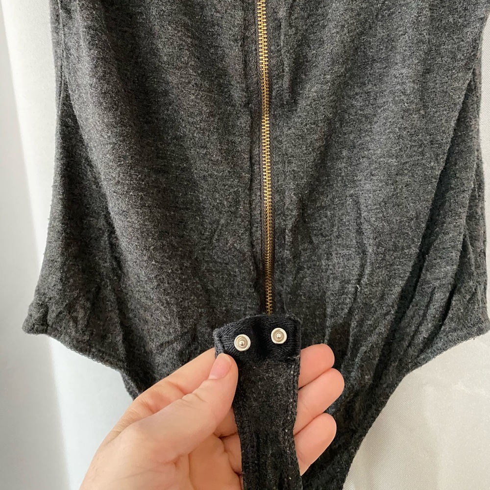 Zipper Front Snap Button Bodysuit - Picture 2 of 3